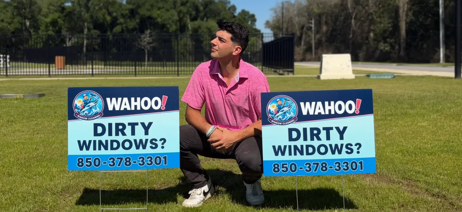 WAHOO! Window Cleaning yard signs in Pensacola